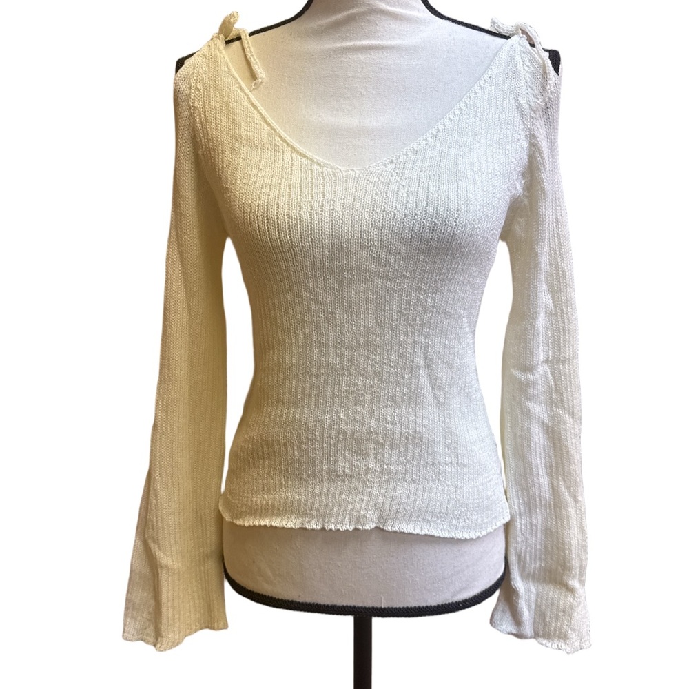 New Elegant Cream Women's Cold Shoulder Sweater